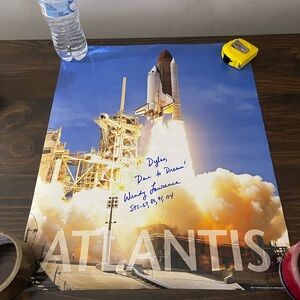 NASA Atlantis Space Shuttle Launch Poster signed